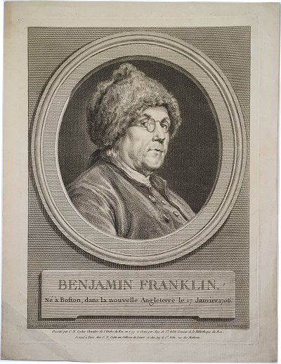 Benjamin Franklin, Engraving, Paris 1777